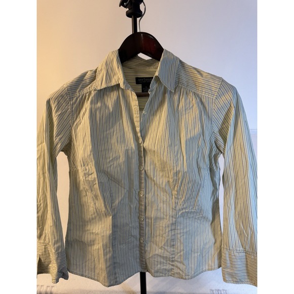 Taylor Tops - Preppy/ Classic/ Ann Taylor Cotton, Striped Button Up/size Medium